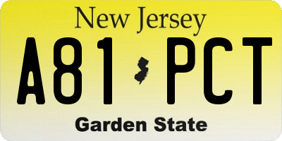 NJ license plate A81PCT