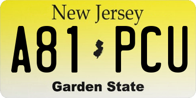 NJ license plate A81PCU