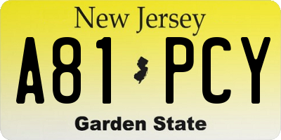 NJ license plate A81PCY