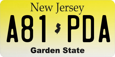 NJ license plate A81PDA
