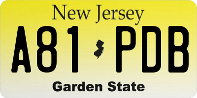 NJ license plate A81PDB