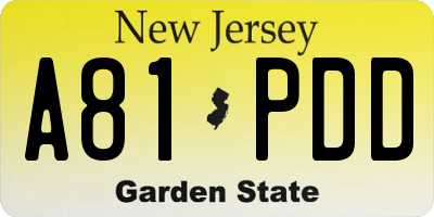 NJ license plate A81PDD