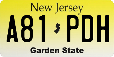 NJ license plate A81PDH