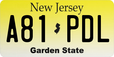 NJ license plate A81PDL