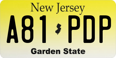 NJ license plate A81PDP