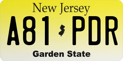 NJ license plate A81PDR