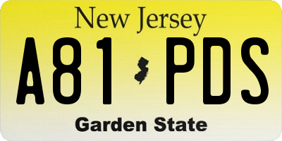 NJ license plate A81PDS