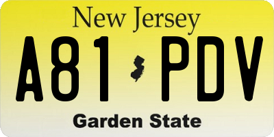 NJ license plate A81PDV