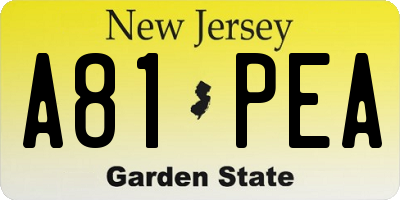 NJ license plate A81PEA