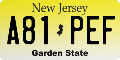 NJ license plate A81PEF