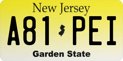 NJ license plate A81PEI