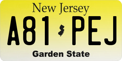 NJ license plate A81PEJ