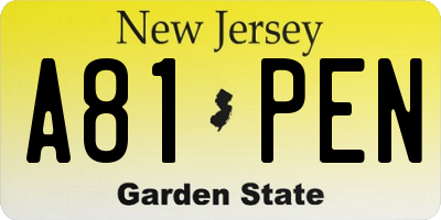 NJ license plate A81PEN