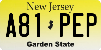 NJ license plate A81PEP