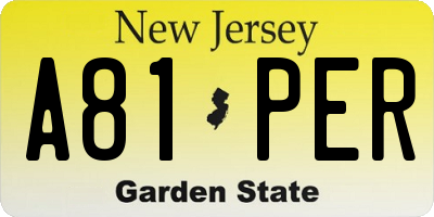 NJ license plate A81PER