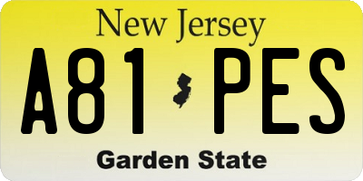 NJ license plate A81PES