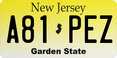 NJ license plate A81PEZ