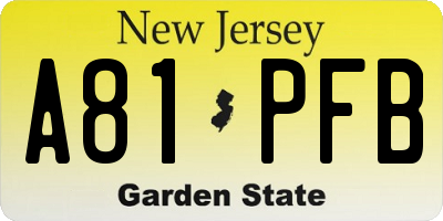 NJ license plate A81PFB