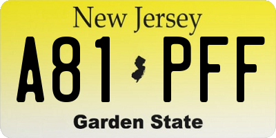 NJ license plate A81PFF