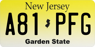 NJ license plate A81PFG