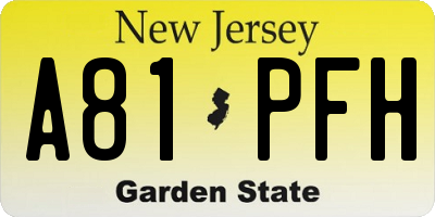 NJ license plate A81PFH