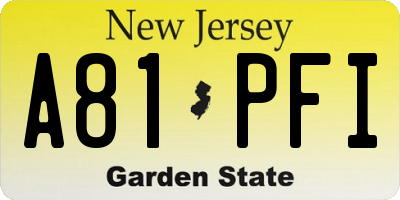 NJ license plate A81PFI