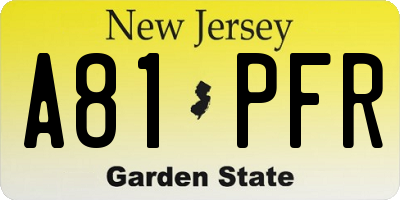 NJ license plate A81PFR