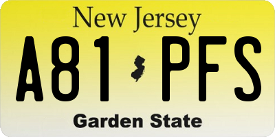 NJ license plate A81PFS
