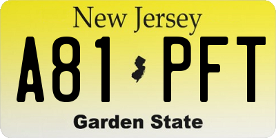 NJ license plate A81PFT