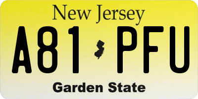 NJ license plate A81PFU