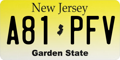 NJ license plate A81PFV