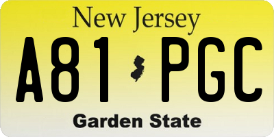 NJ license plate A81PGC
