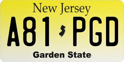 NJ license plate A81PGD