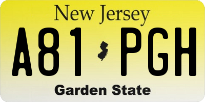 NJ license plate A81PGH