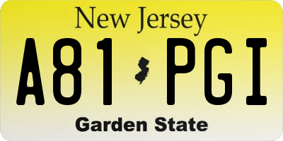 NJ license plate A81PGI