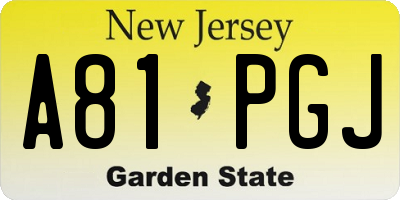 NJ license plate A81PGJ