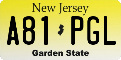 NJ license plate A81PGL