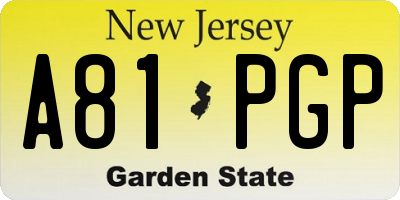 NJ license plate A81PGP