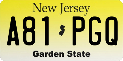 NJ license plate A81PGQ