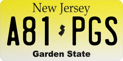 NJ license plate A81PGS