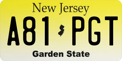NJ license plate A81PGT