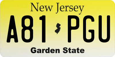 NJ license plate A81PGU