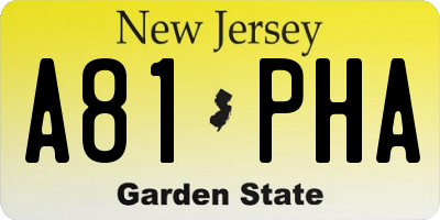 NJ license plate A81PHA