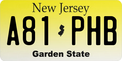 NJ license plate A81PHB