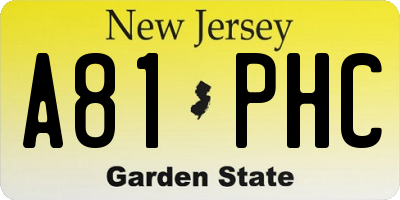 NJ license plate A81PHC