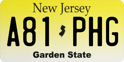 NJ license plate A81PHG