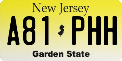 NJ license plate A81PHH