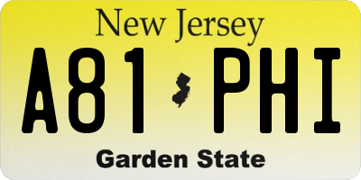 NJ license plate A81PHI
