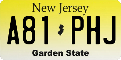 NJ license plate A81PHJ