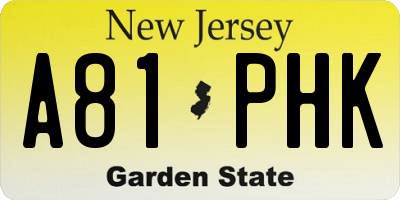 NJ license plate A81PHK